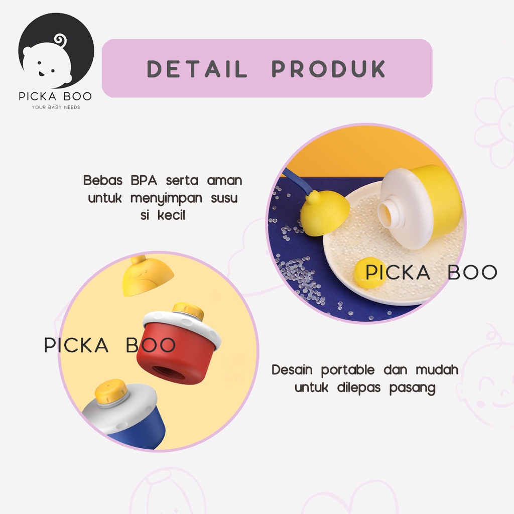 PICKA BOO Dispenser Susu Tempat Susu Bubuk Traveling 3 Susun