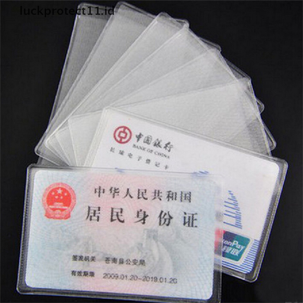 // Hg &amp; ID// 10PCS PVC Tempat Kartu Kredit Melindungi ID Card Name Card Cover Bening Frosted.