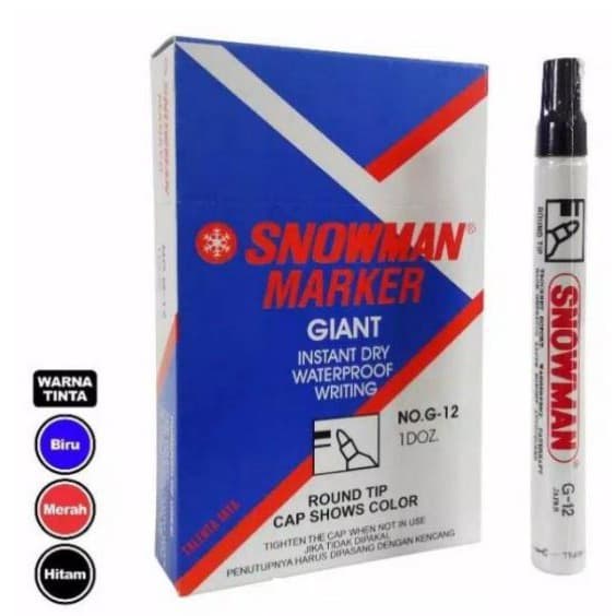 

TULIS-ALAT- MURAH!! SPIDOL SNOWMAN PERMANENT G12 - MERAH -ALAT-TULIS.