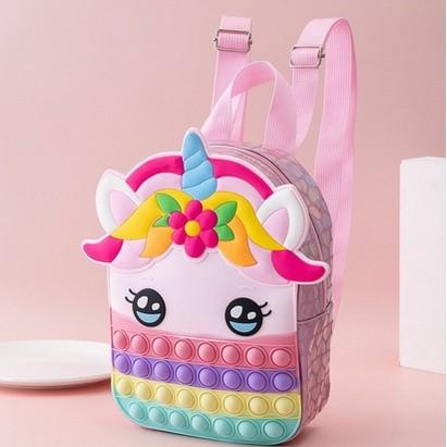 Tas Ransel Pop It Anak Jumbo Unicorn Makaron Rainbow Murah