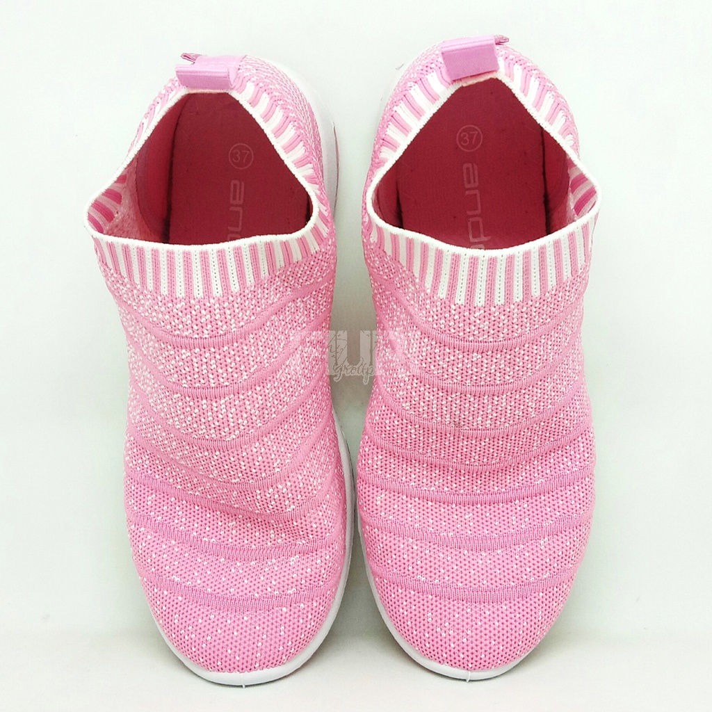 FIURI - ANDO Original Lenny PINK 37-40 - Sepatu Olahraga Lari Wanita - Sepatu Sekolah - Sepatu Ando - Sepatu Sneakers Kuliah Senam Gym Jogging Sport Wanita - Sepatu Casual - Sepatu Rajut Slip On - Fashion Wanita