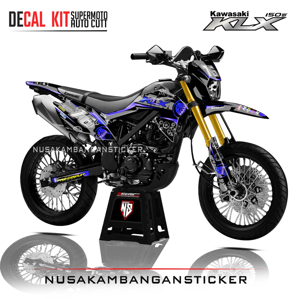 STICKER KLX 150 BF SUPERMOTO GRAFIS GEAR HELMET BIRU 04