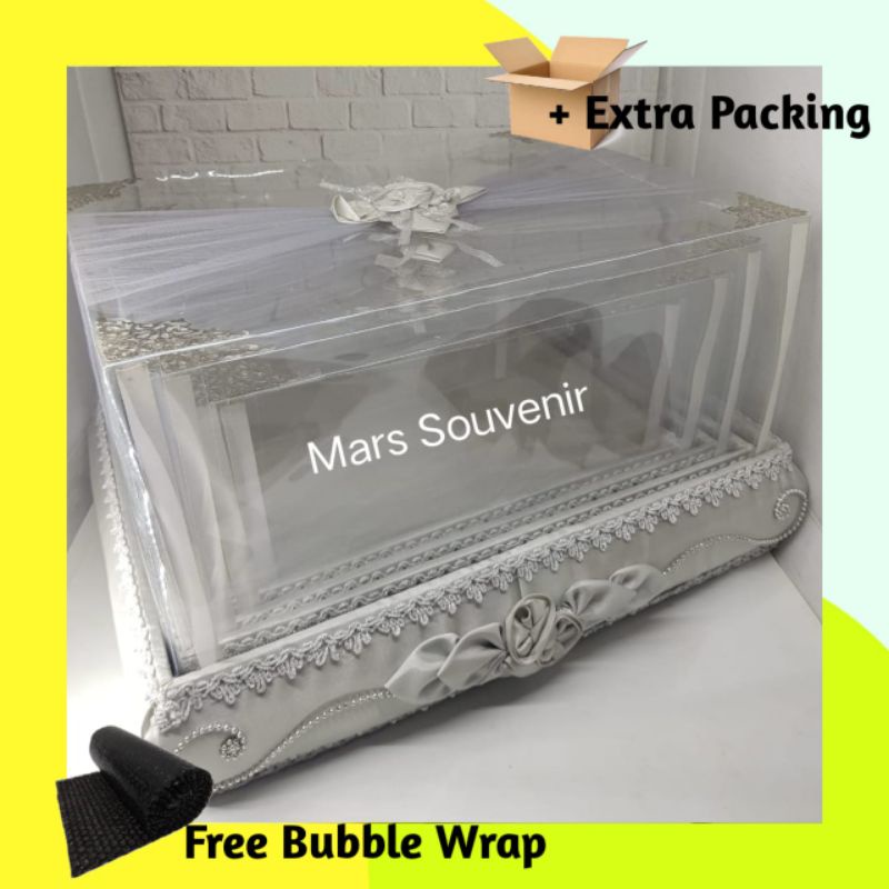 

Box Kotak Hantaran Seserahan cembung silver 1 set isi 4