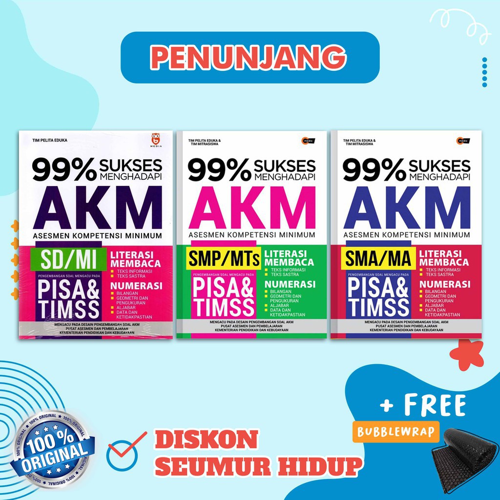 Tokko Q - BUKU AKM SD - SMA "99% SUKSES MENGHADAPI AKM SMP" TERBARU ORIGINAL BAHASA INDONESIA