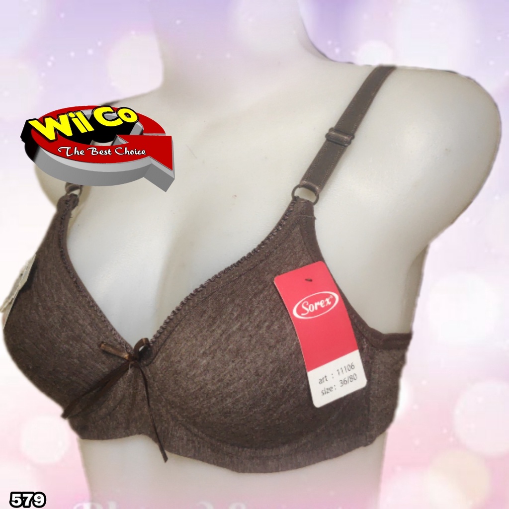 K579 - BRA/BH WANITA SOREX BUSA TIPIS TANPA KAWAT DUA PENGAIT SIZE 34 - 40