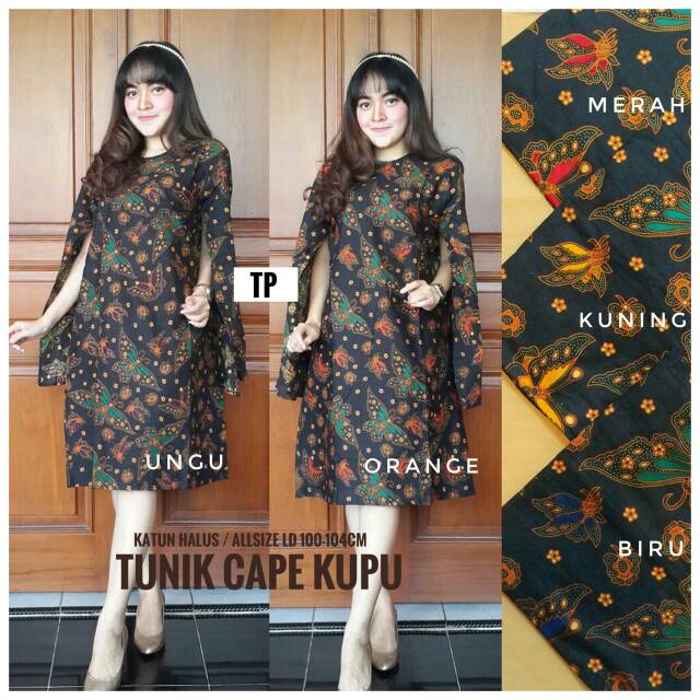 Dress Cape Pendek Batik Kupu