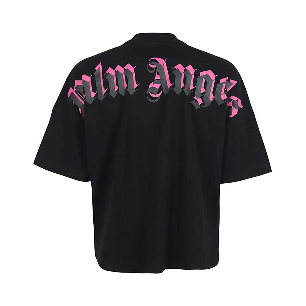 Plm Angels SS22 Men Doubled Logo Over Tee Black/Fuchsia 100% Authentic