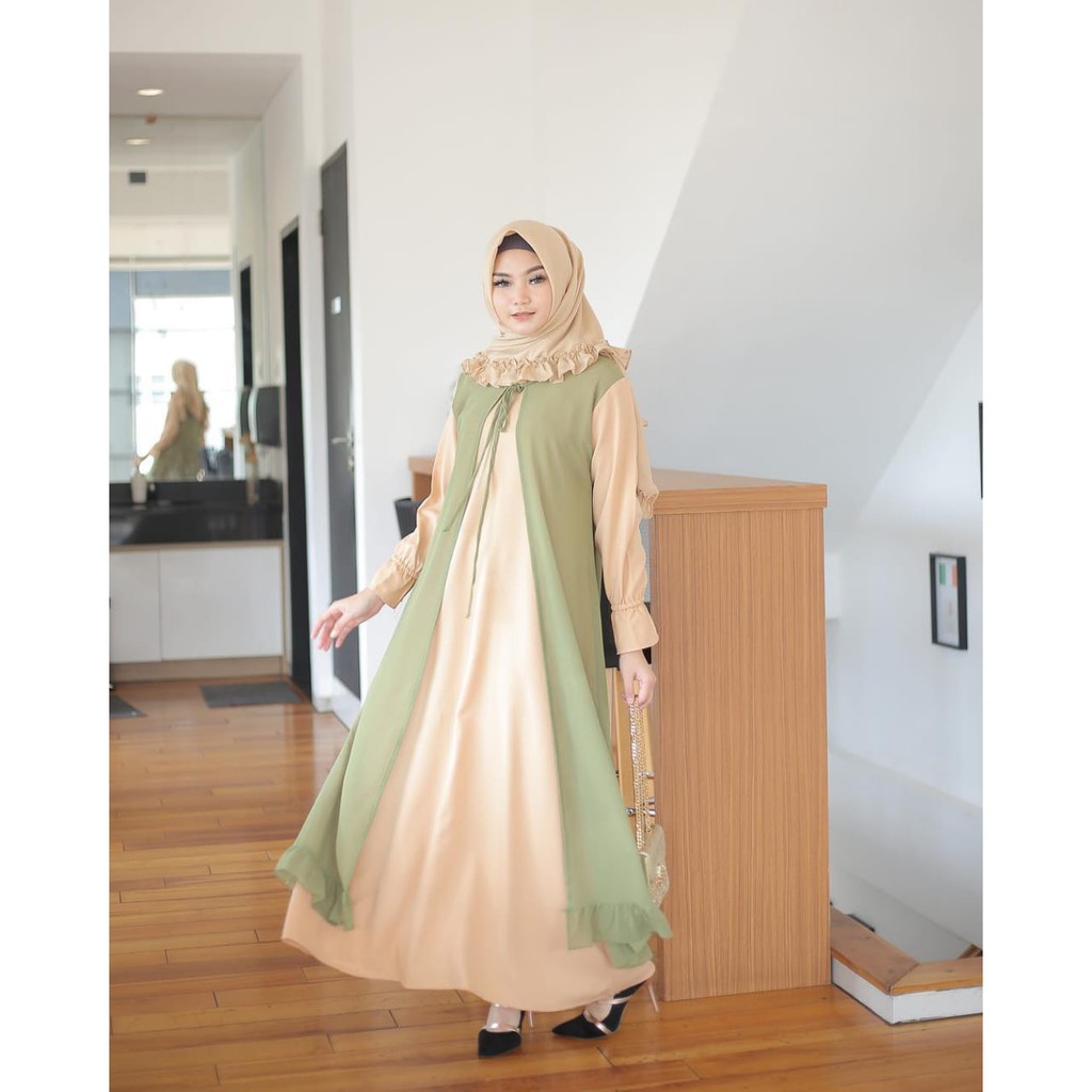 LANARA MAXI Matt kos Wafle Baju Hijab Panjang Simple Gaun Kerja Trendy Gamis Muslimah Murah