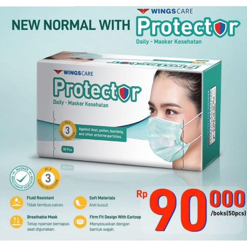 Masker medis wings protector 3 ply (50pcs)