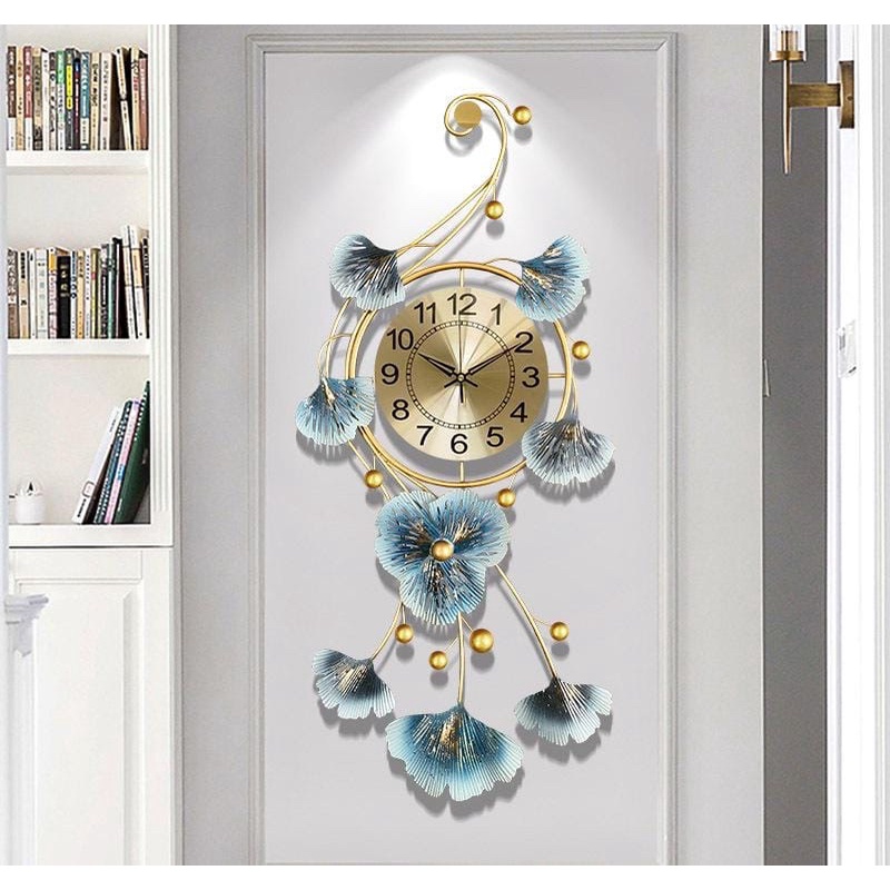Jam Dinding motif bunga mewah Ruang Tamu, Ruang Makan ,Jam Mewah ,Jam Dinding Jam B