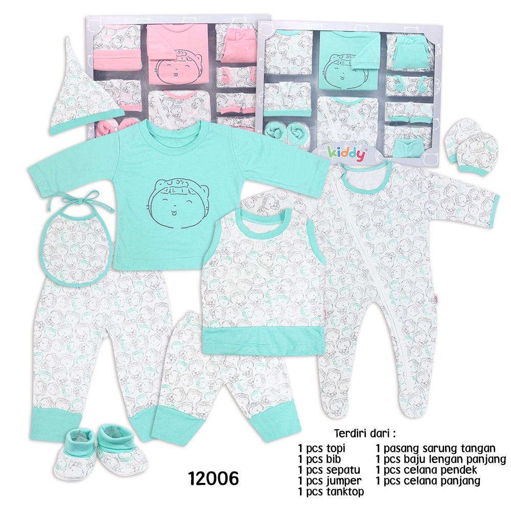 Kiddy Baju Set Bayi / Baby Gift Set Untuk Newborn / Hadiah Lahiran / Baju Bayi / Set Baju Bayi Free Kertas Kado Dan Ucapan  / 12006