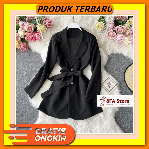 Set Blazer / Baju Gamis Wanita Set Dress Katun Premium Dan Blazer Wolycrepe / Fashion Muslimah Kekin