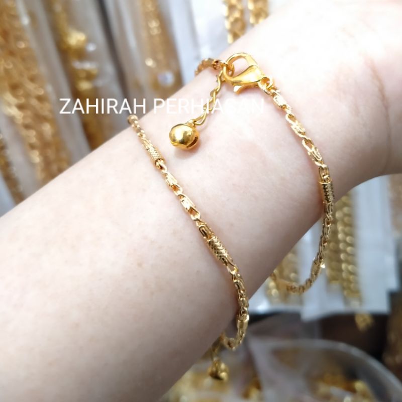 GELANG WANITA MOTIF BAMBU LAPIS EMAS 24K