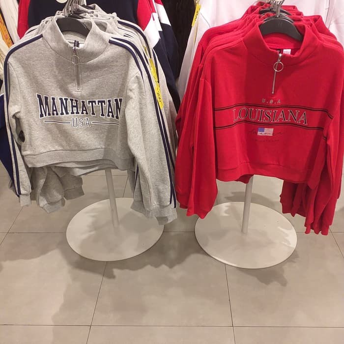 Atasan Wanita - Manset - Crop Top Crop Sweatshirt Sweater Sale By H&M Hm Original - Hitam, M Produk