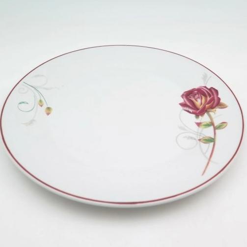 PIRING MAKAN CEPER 10 INCH KERAMIK TEBAL MOTIF ROSEWOOD (ISI: 6 PC)