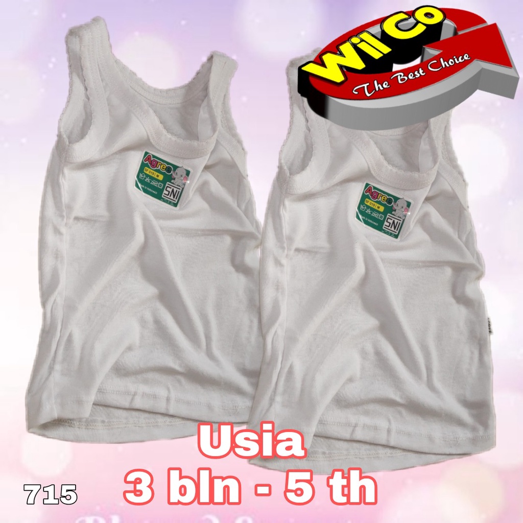 K715 - (Harga Per 1 Potong) SINGLET KAOS DALAM ANAK COWOK PAKAIAN DALAM ANAK AGREE USIA 0 - 5 Thn