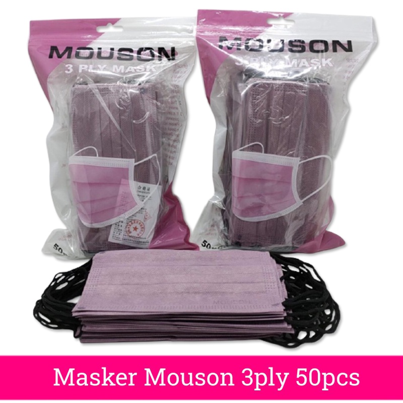 Masker mouson 50pcs 3ply/masker dewasa polos/masker earloop