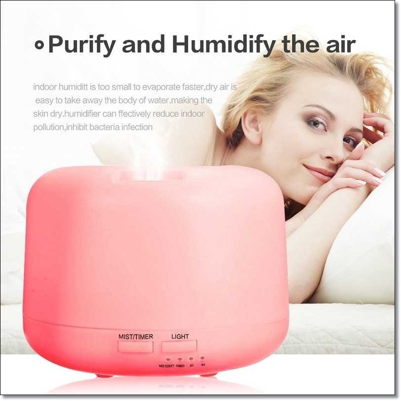 Humidifier 300ml/500ml 4 in 1 Aroma Diffuser Elektrik + Remot dengan 6 Warna Lampu LED Kamar