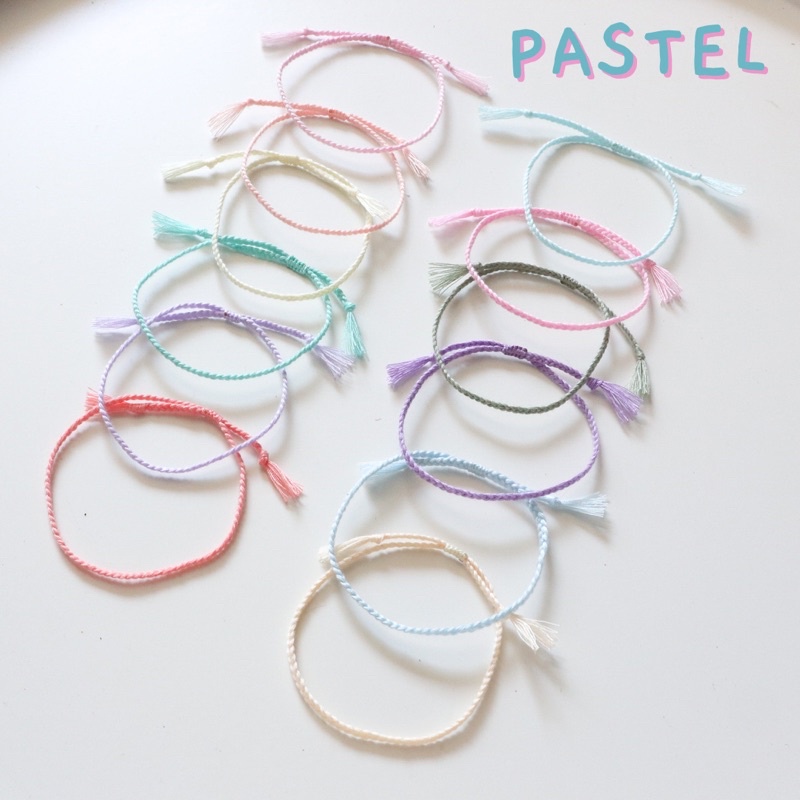 PART 1 - PASTEL gelang tali kepang basic polos loliastuff (braided polos/ gelang kepang/ gelang braided/ gelang friendship/ gelang polos/ gelang murah/ gelang lucu/ gelang pastel/ gelang earth tone/ gelang unisex/ gelang couple/ gelang bracelet)