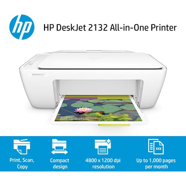 PRINTER HP DeskJet 2132 All-in-One Printer Print.Scan.Copy