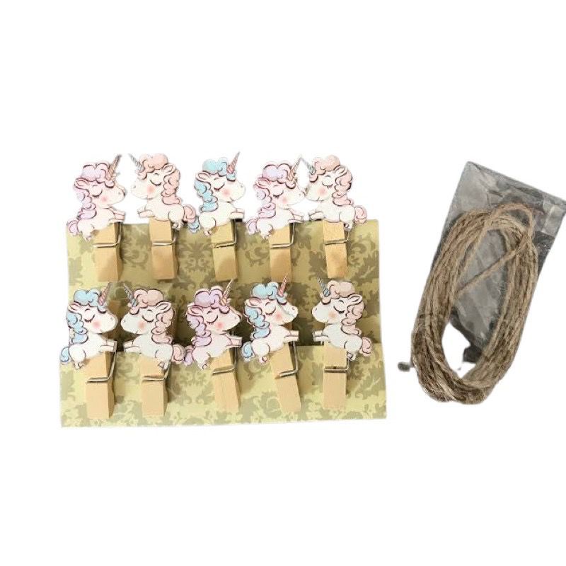 10in1 Unicorn Penjepit Klip Tumblr Coklat Jepit Kayu Wooden Clip