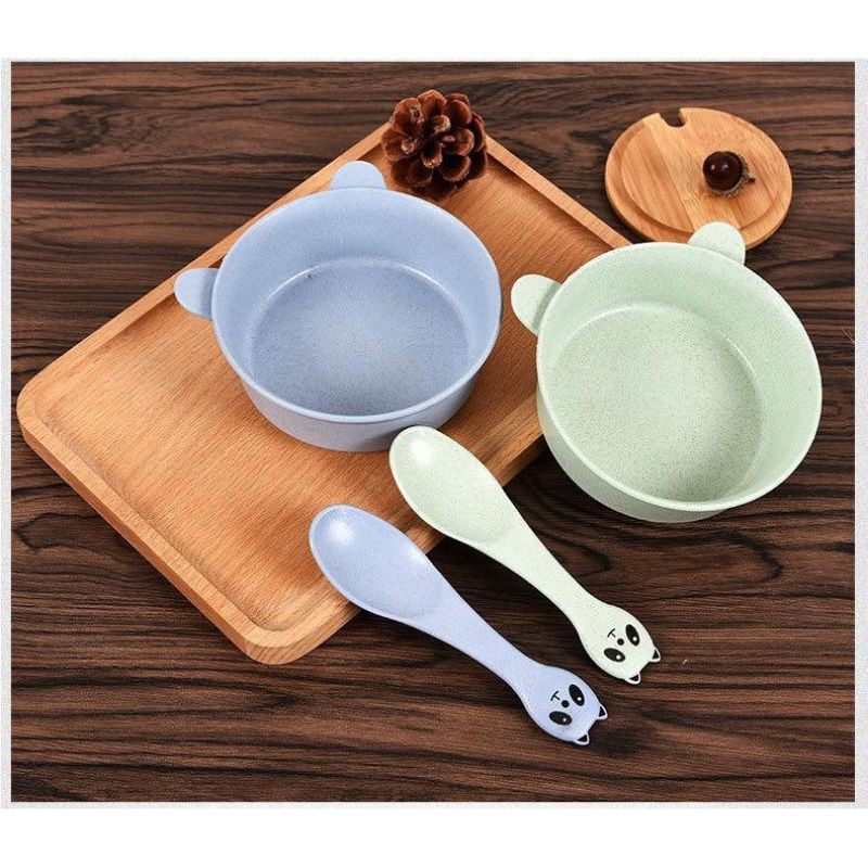 PIRING MAKAN JERAMI ANAK SET SENDOK