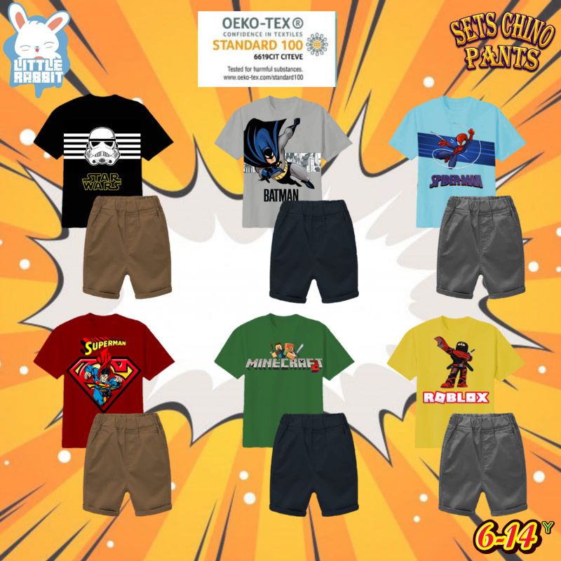 SETELAN KAOS + CHINO PANTS 6-14T LITTLE RABBIT