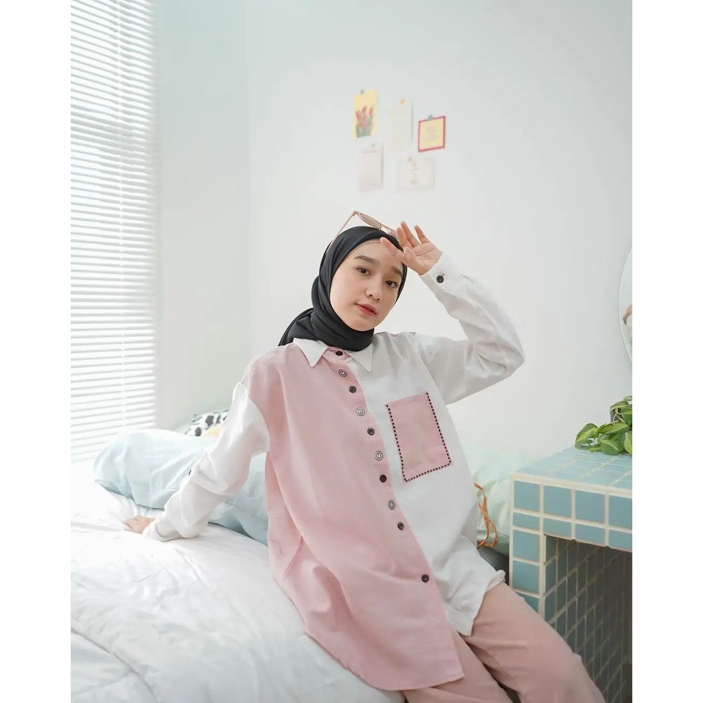 Baju Imfort Wanita Stevy Oversize Shirt Syakila