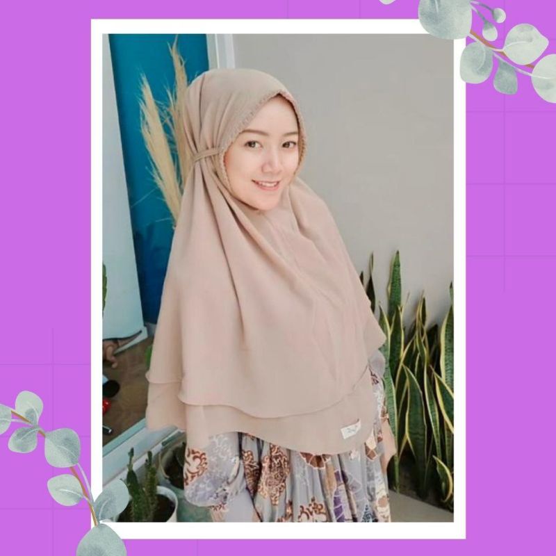 Hijab Khimar Kcb Tali 2Layer Ceruty Baby Doll Premium Original Anjela Jilbab Realpict KhimarKcb2Laye