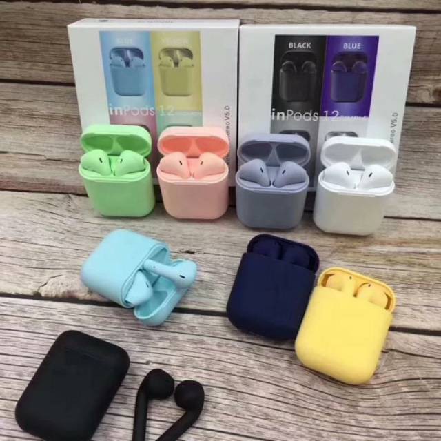 Headset Bluetooth Inpod 12 i12 Macaron TWS Original Android iOS Earphone Murah