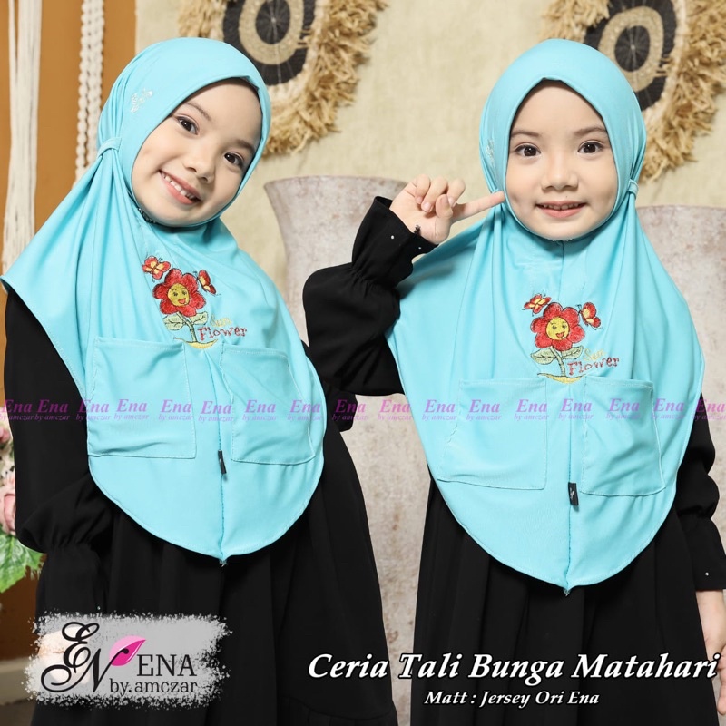 GS Hijab Anak ENA Bordir Bunga Matahari Dengan Kantong