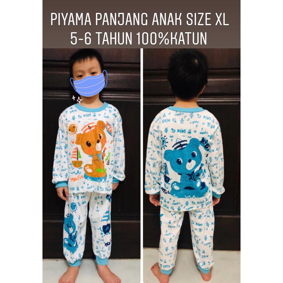 OBRAL! PIYAMA PANJANG OBLONG ANAK SIZE XL 5-6 TAHUN 100%KATUN