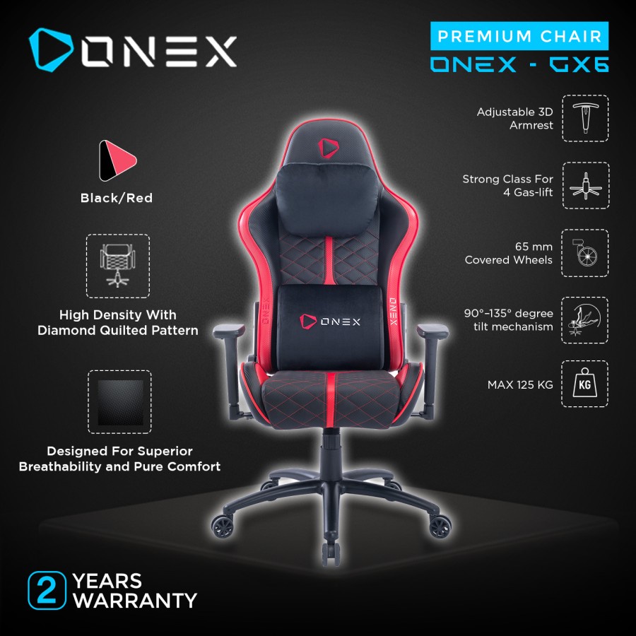 Kursi Gaming ONEX GX6 Premium Quality Kursi Gaming Chair - RED