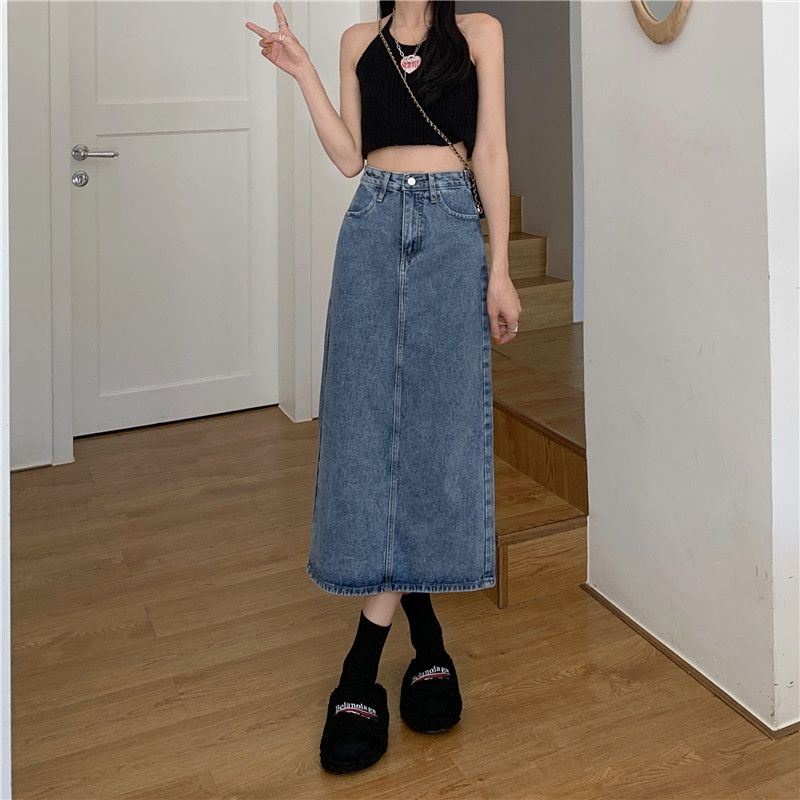 Rok denim wanita korean style skirt midi