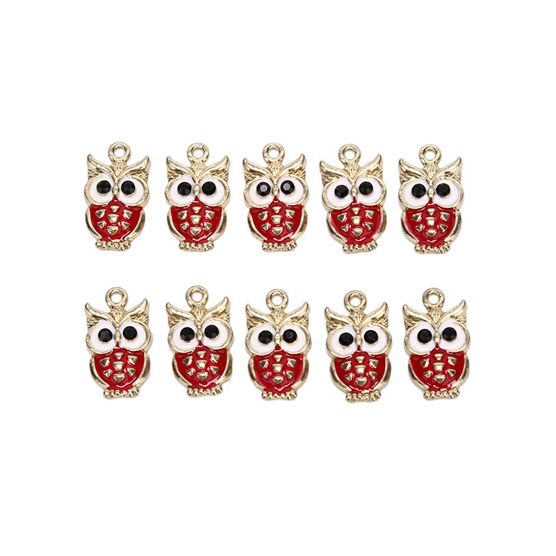 Hbid Glory 10Pcs / Lot Liontin Enamel Bentuk Burung Hantu Bahan Alloy Untuk Membuat Perhiasan DIY