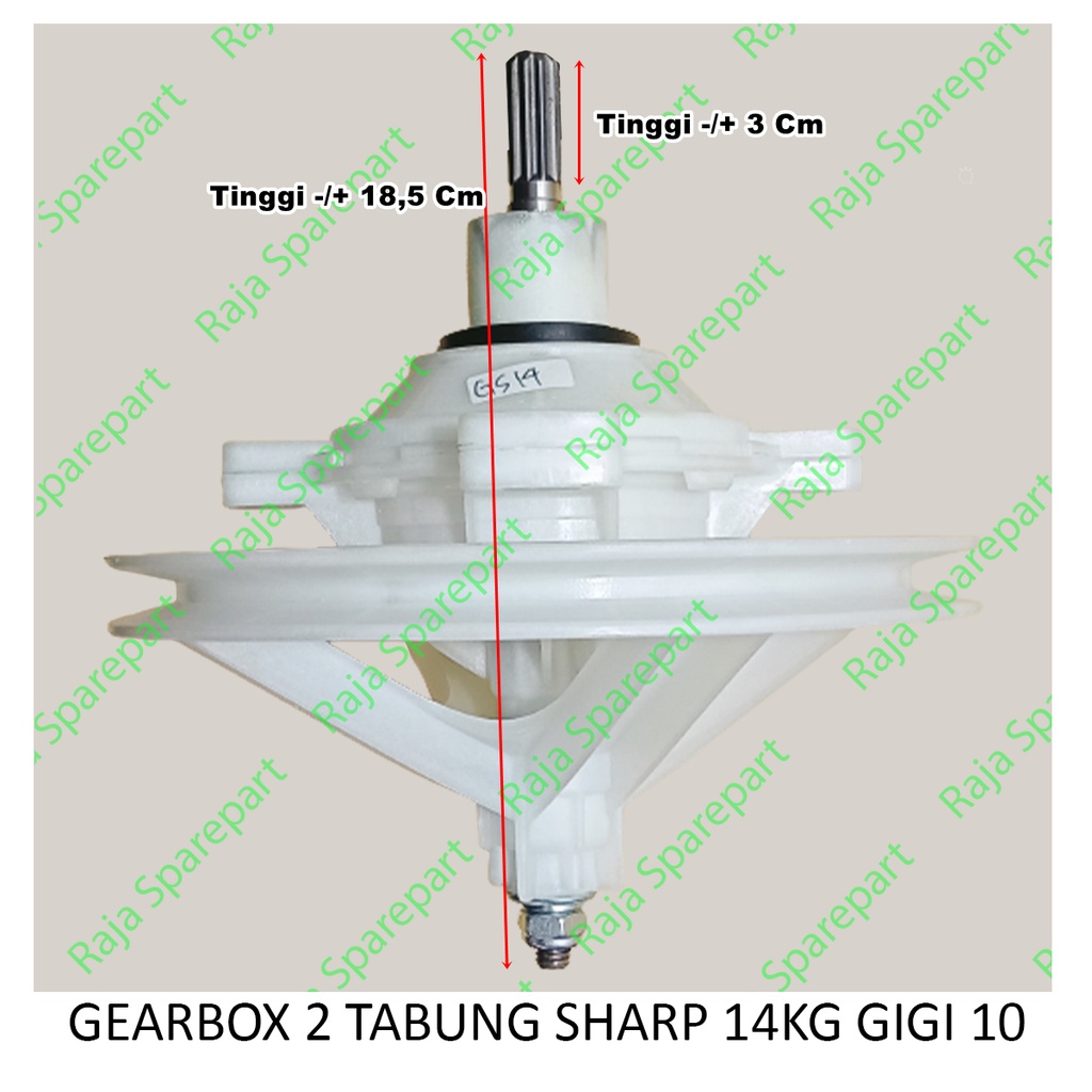 Gearbox Mesin Cuci 2 Tabung Sharp 14kg Gigi 10 GS14