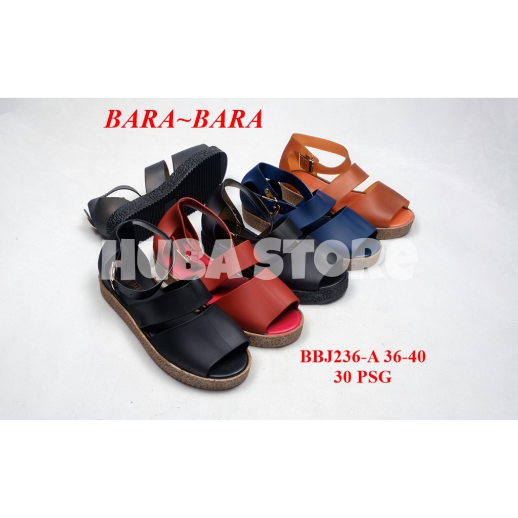 SANDAL JELLY WANITA BARA BARA SENDAL TALI WEDGES IMPOR BBJ236-A