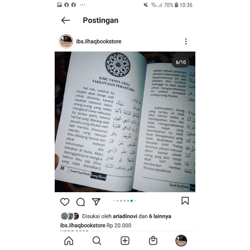 Terjemah kitab Ayuhal walad surat kecil untuk sang murid