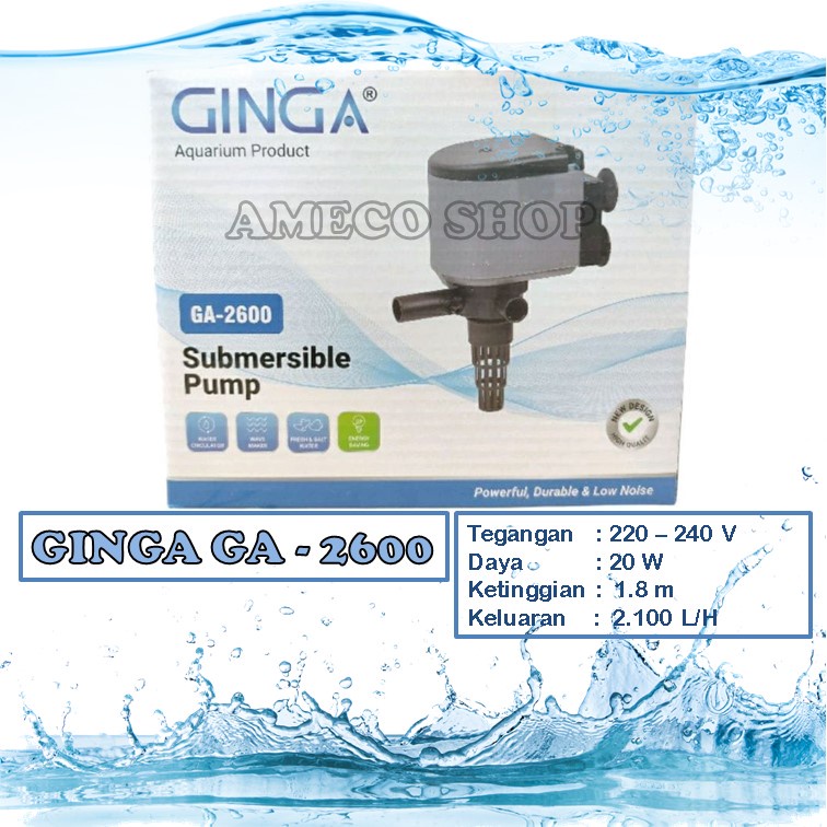 GINGA Power Head Pompa Air Celup Aquarium GA 2600