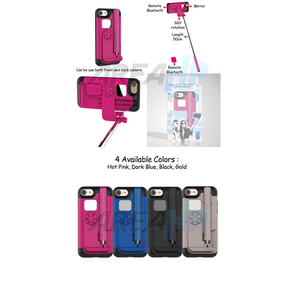 Tashells Built In Selfie Stick Case Bluetooth for iPhone 7