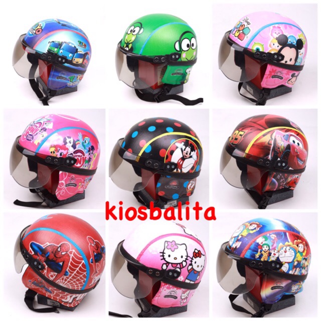 FREE BUBBLE WRAP!! HELM ANAK HIGH QUALITY PRINTING/ HELM ANAK RETRO SHINCHAN BEST QUALITY