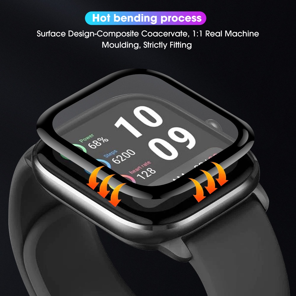 Film Pelindung Layar Smartwatch 3D Full Cover Bahan Fiber Glass Untuk Huami Amazfit GTS 4 Mini