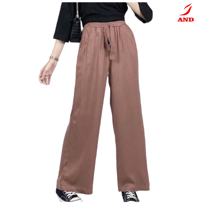 AND Celana Panjang Kulot Rayon Premium Highwaist Polos