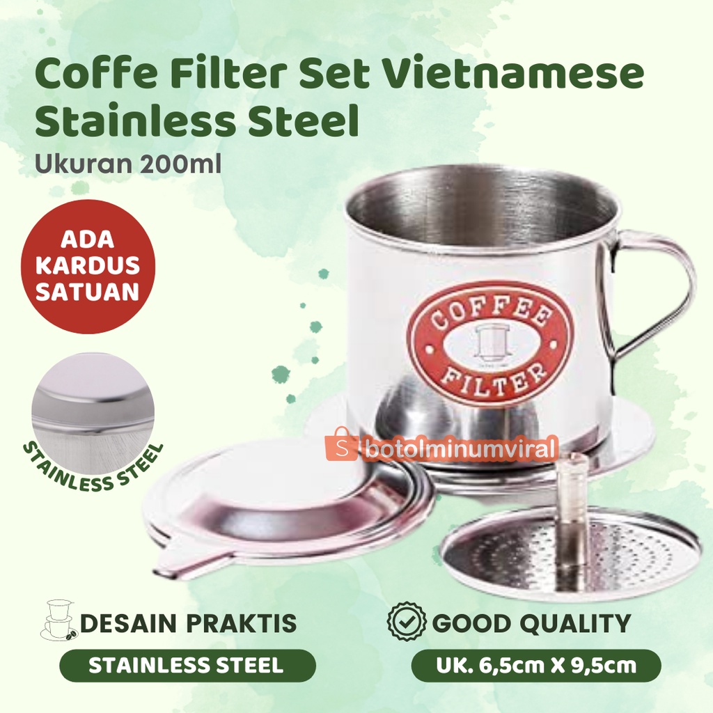 Saringan Kopi Vietnam Coffee Drip Stainless Steel Holder Portable Ori