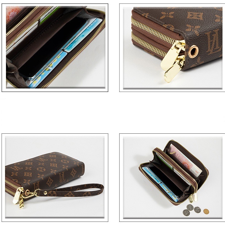 DOMPET PANJANG WANITA PREMIUM 2 RESLETING KOREA KULIT COKLAT CANDY WA446B7 IMPORT BRANDED CEWEK SLOT KARTU UANG BESAR MUAT HP REMAJA KEKINIAN MURAH BATAM