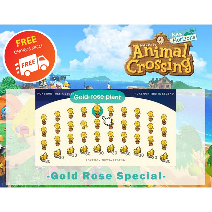 Gold Rose Special Set Flower Lengkap BELLS NMT Animal Crossing