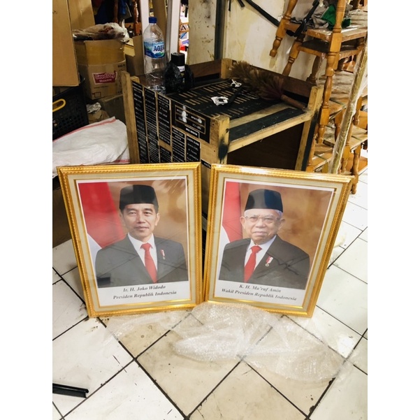 Frame bingkai foto presiden wakil motif linen 50x70 cm