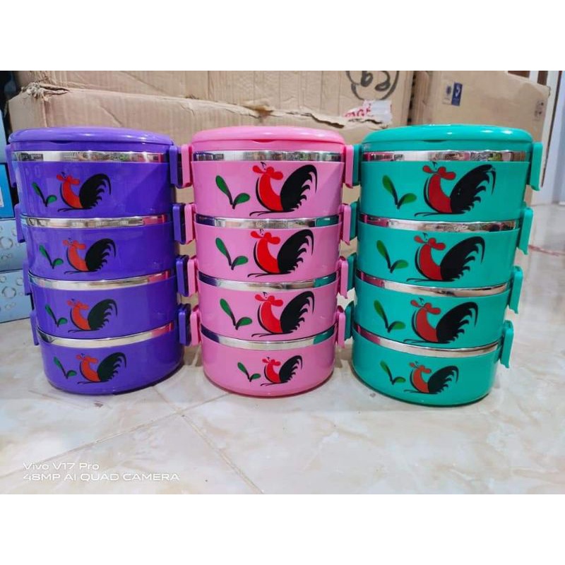 Rantang Ayam Crystal Warna isi 4 / Rantang Ayam set susun 4