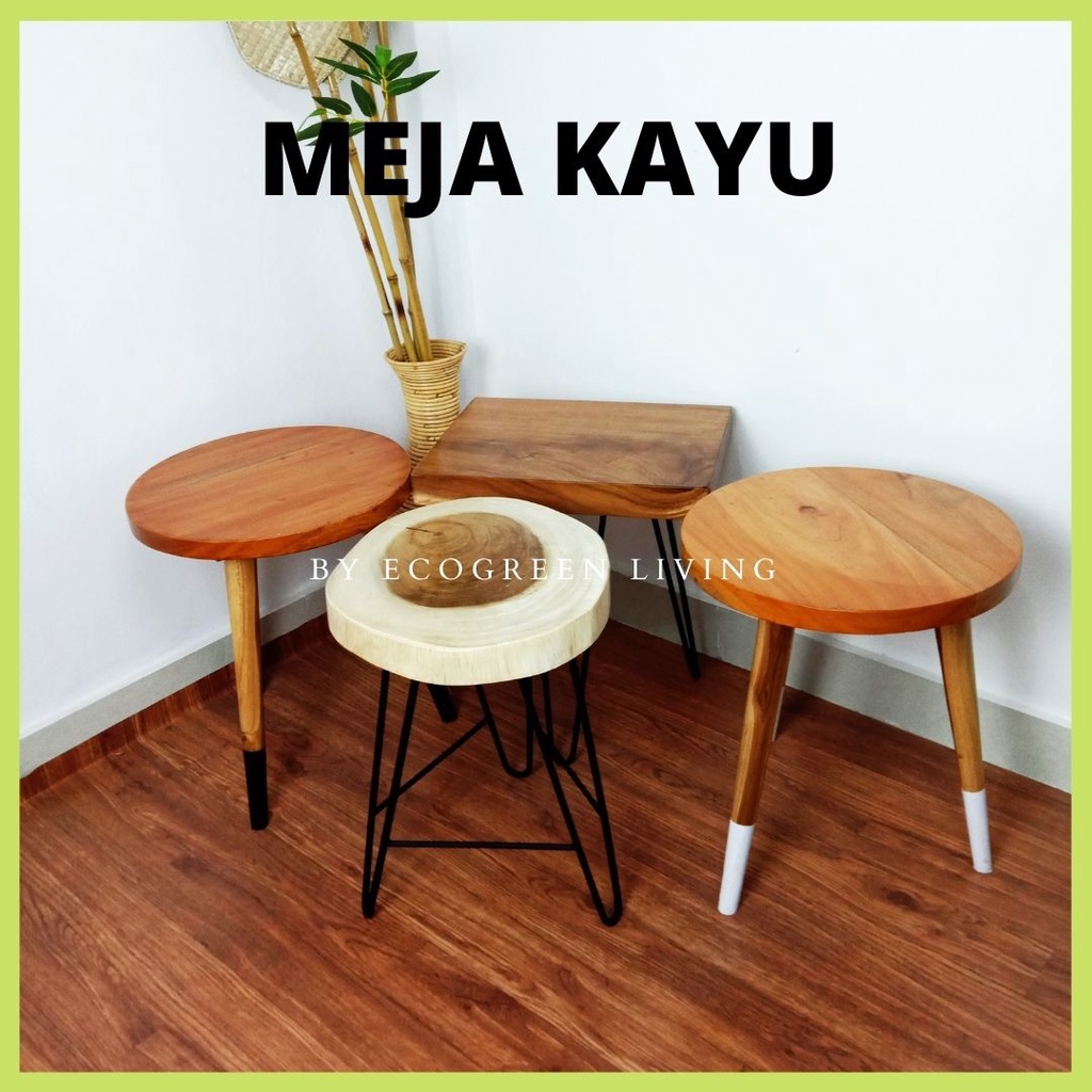 MEJA TERAS / MEJA KAYU RUSTIC / MEJA KAYU AESTHETIC / WOODEN  STOOL / STOOL KAYU