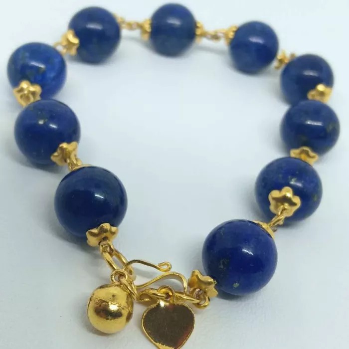 Gelang Batu Giok Lazuli Lapis Emas 24K